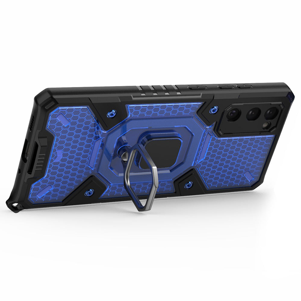 Tough Heavy PC+TPU Hybrid Kickstand Protective Phone Case with Holder Grip Magnetic Metal for Samsung Galaxy S20 FE 2022/S20 FE 4G/S20 FE 5G/S20 Lite - Blue Tough Heavy PC+TPU Hybrid Kickstand Protective Phone Case with Holder Grip Magnetic Metal for Samsung Galaxy S20 FE 2022/S20 FE 4G/S20 FE 5G/S20 Lite - Blue